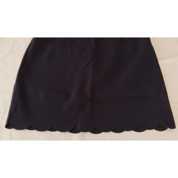 J Crew Womens Scallop Sheath Dress Size 8 Navy Blue Sleeveless Back Zip  A3744 - Picture 3 of 9